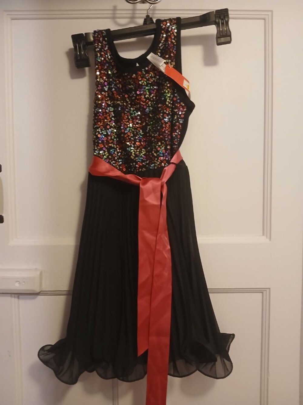 Xhiliration Girls 6/6x Black Rainbow Sequence Dress NWT